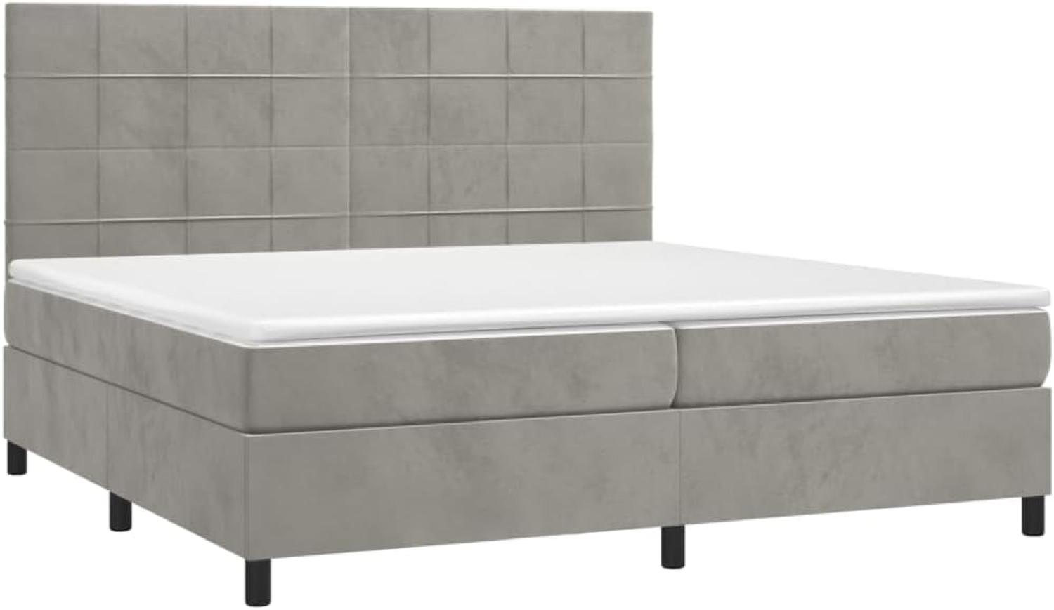 vidaXL Boxspringbett mit Matratze Hellgrau 200x200 cm Samt, Härtegrad: H2 [3143043] Bild 1