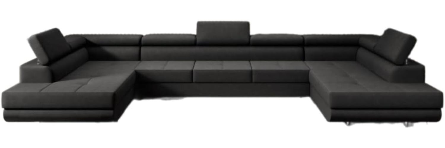 Designer Sofa Positano mit Schlaf und Klappfunktion (Stoff) Schwarz Bild 1