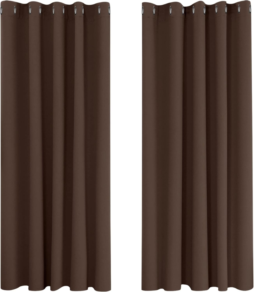 Deconovo Vorhang Blickdicht Verdunkelungsvorhang Ösenvorhang Blickdicht, 183x168 cm(HöhexBreite), Braun, 2er Set Bild 1
