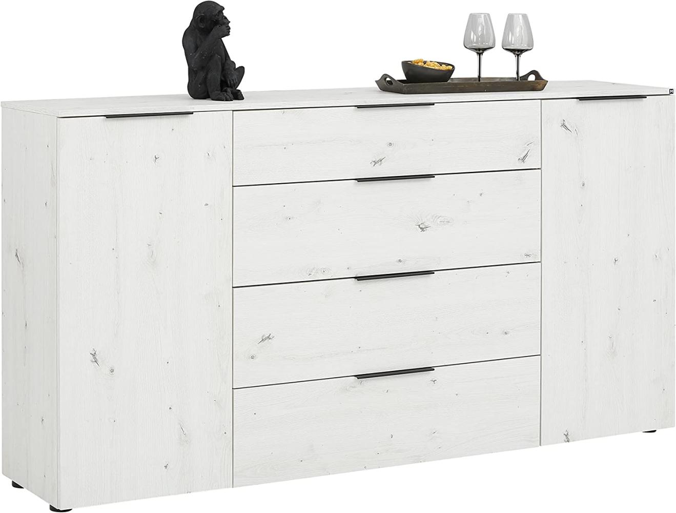 Kommode >TREND WOOD< (BxHxT: 180 x 100 x 40 cm) in White-Oak - Metall schwarz Bild 1