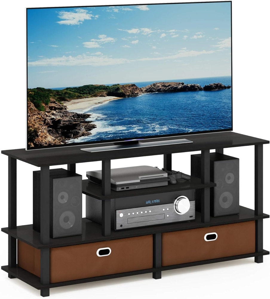Furinno JAYA Großer TV-Ständer für bis zu 50-Zoll-TV mit Ablagefach, Espresso, 39. 6x120. 9x57. 9 cm Bild 1