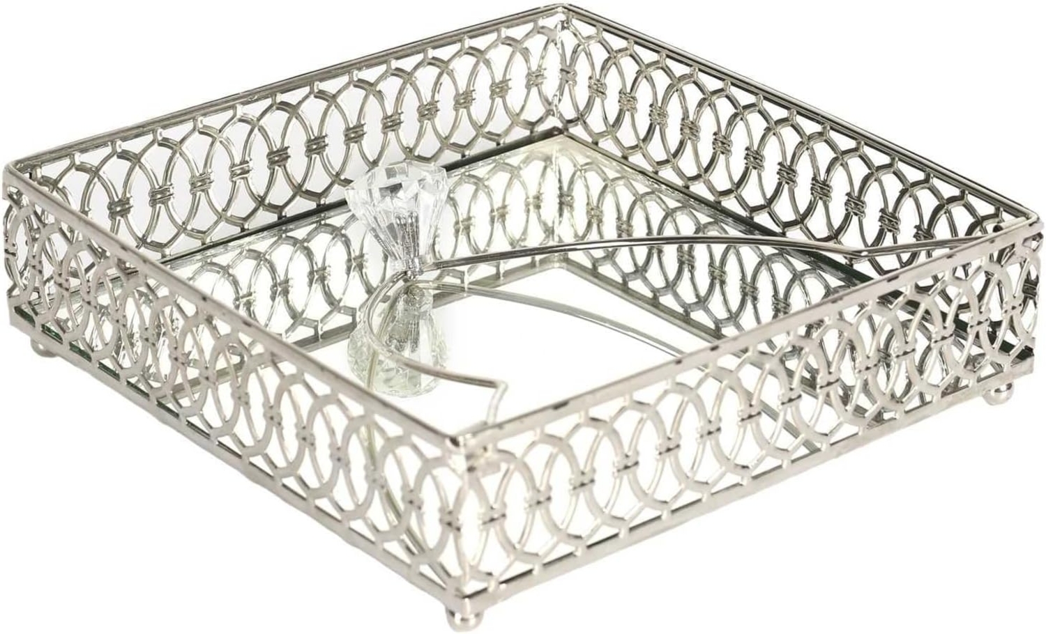 HOME DECO FACTORY, KA0281, Silver Metal Tray for Decoration and Storage, ideal for Bathroom or Kitchen, Practical and elegant, Perfect Dimensions, Silver Color, Standard Size Bild 1