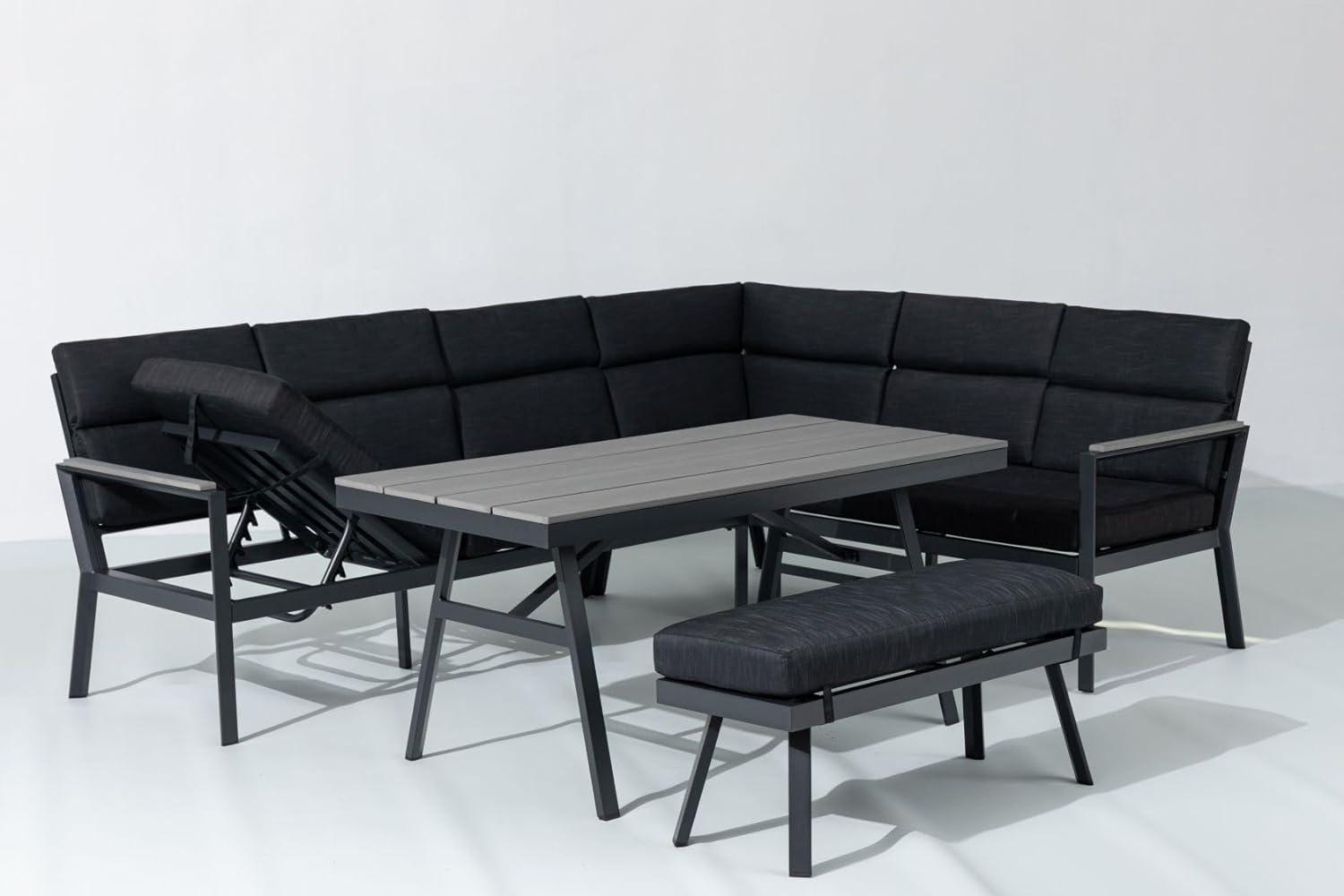 Gardissimo Dining-Ecklounge "Nabari" inkl. Ecksofa, Bank, Tisch und Kissen, anthrazit / grau, ohne Sessel,rechts Bild 1