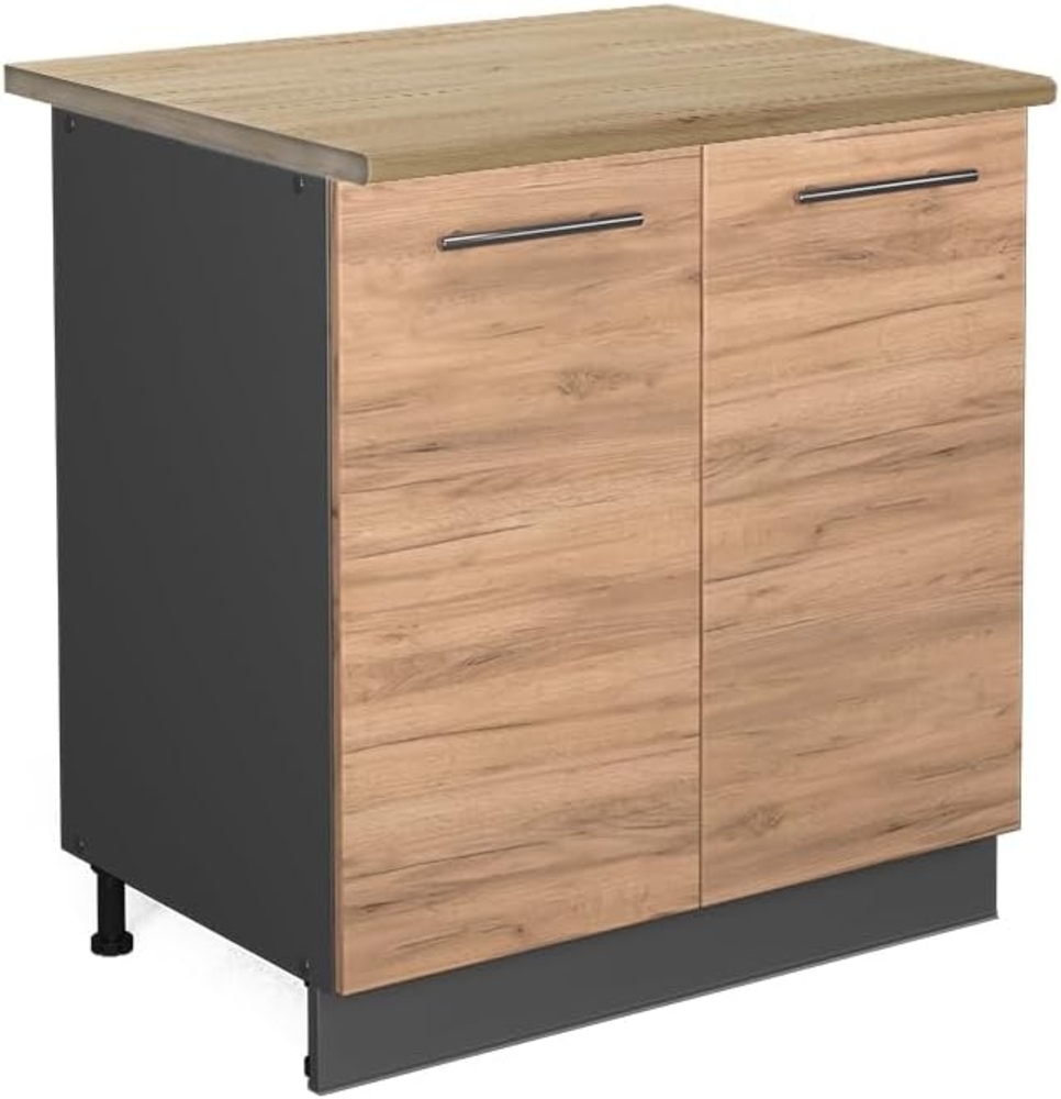 Vicco Spülenunterschrank Fame-Line, Goldkraft Eiche/Anthrazit, 80 cm mit Regal, AP Eiche Bild 1