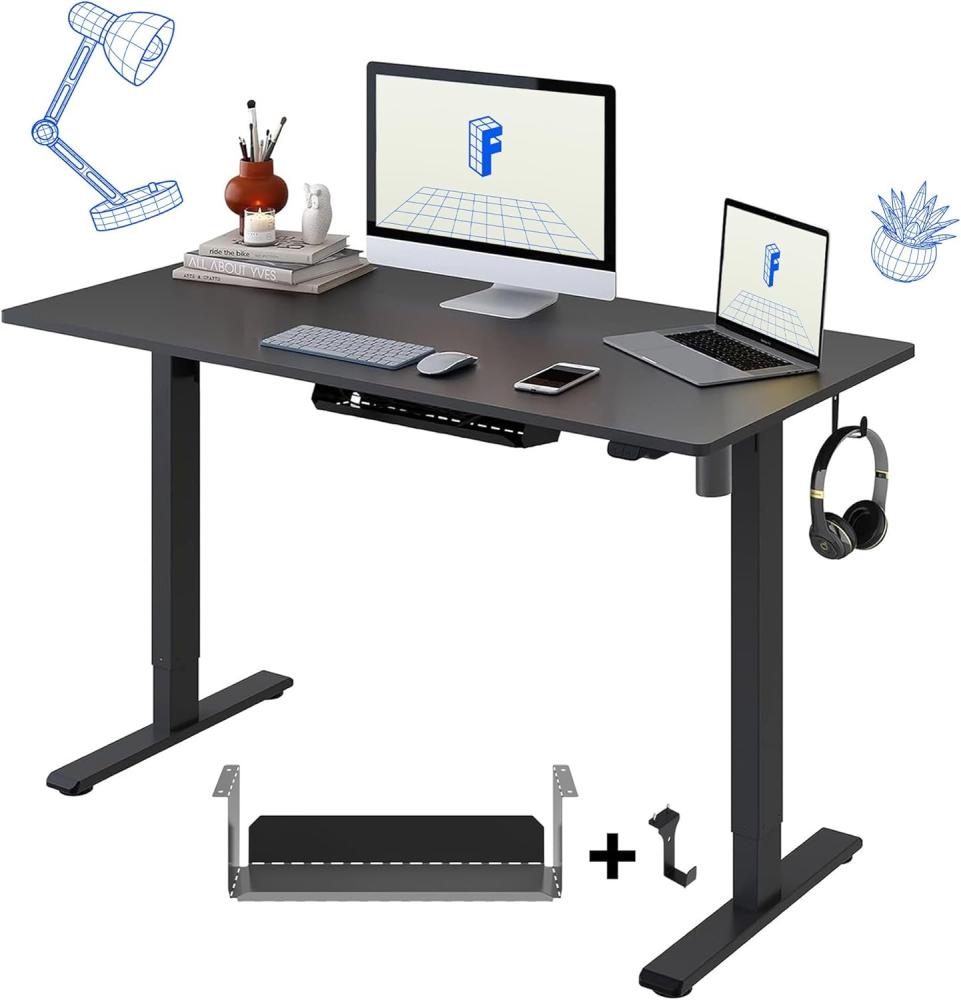 Flexispot EG1 Höhenverstellbarer Schreibtisch Elektrisch 2-Fach-Teleskop mit Tischplatte (Schwarz, 100 x 60 cm) Bild 1