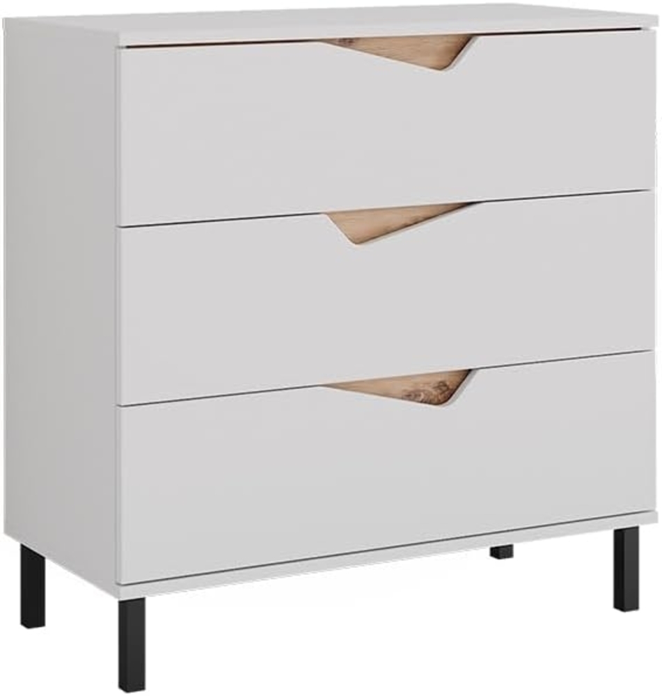 Kommode Marelle Weiß/Artisan 80 x 81.2 cm mit 3 Schubladen Vicco Bild 1