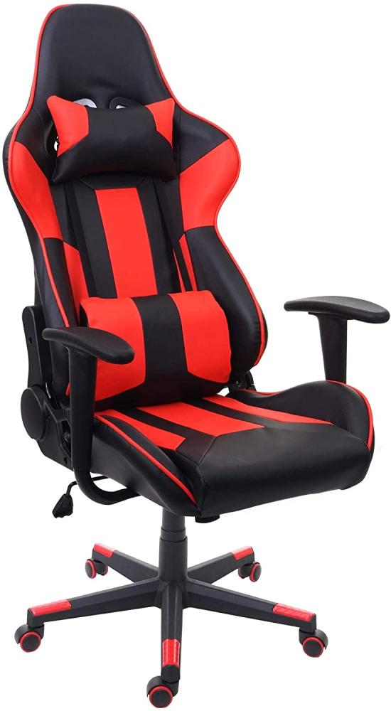 Bürostuhl HWC-F84, Schreibtischstuhl Gamingstuhl Chefsessel Drehstuhl, Kunstleder ~ schwarz/rot Bild 1