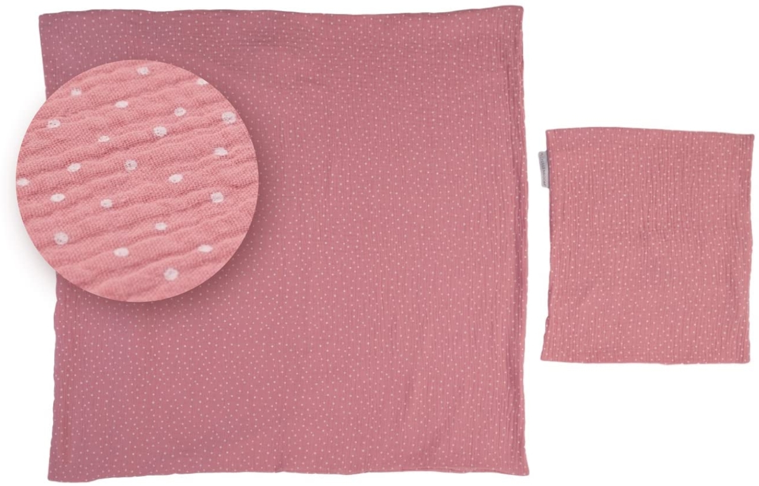 ULLENBOOM ® Babybettwäsche 80x80 cm Musselin Rosa - 2 Teile (komplett): Baby Bettwäsche 80x80 cm & Kissenbezug 35x40 cm, Baby Bettset für das Babybett aus 100% Baumwolle Bild 1