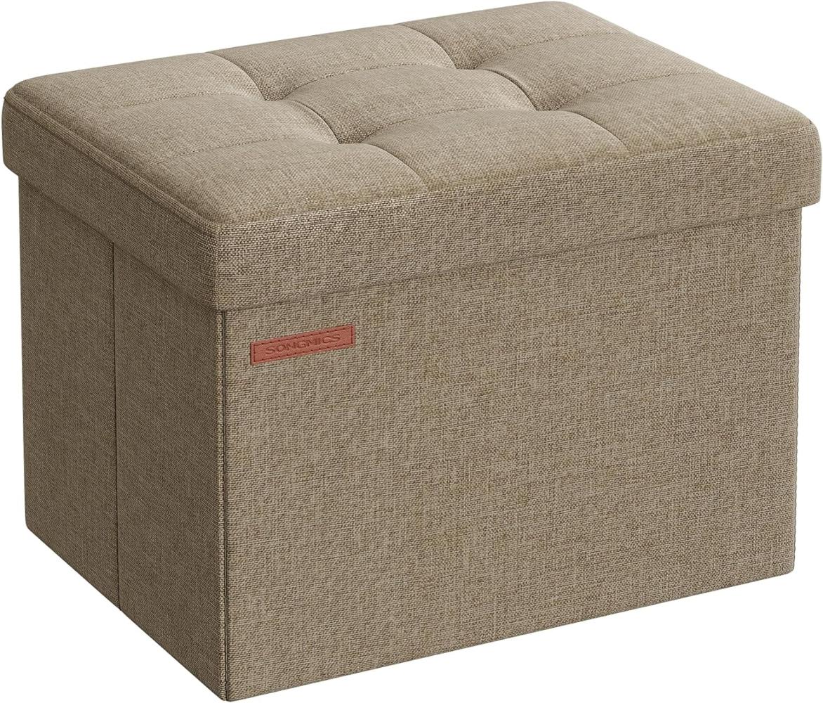 Songmics 41 cm Sitzbank mit Stauraum, klappbare Sitztruhe, Aufbewahrungsbox, Fußbank, helltaupe LSF102K01 Bild 1