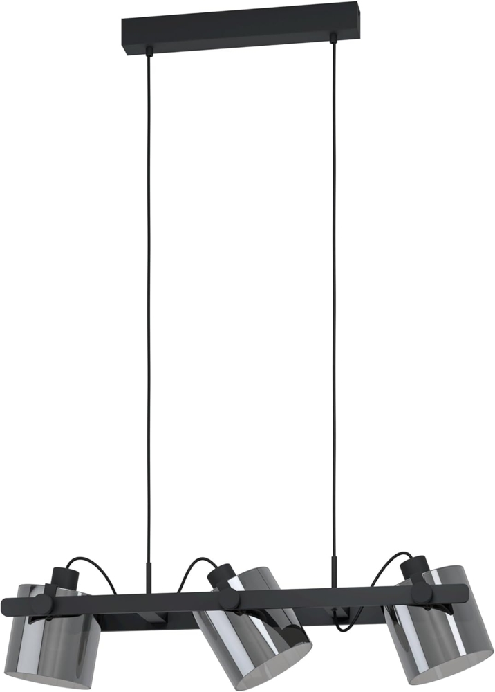 Eglo 43606 Hängeleuchte HORNWOOD 2 schwarz-transparent E27 3X40W L:78cm B:15cm H:110cm dimmbar Bild 1