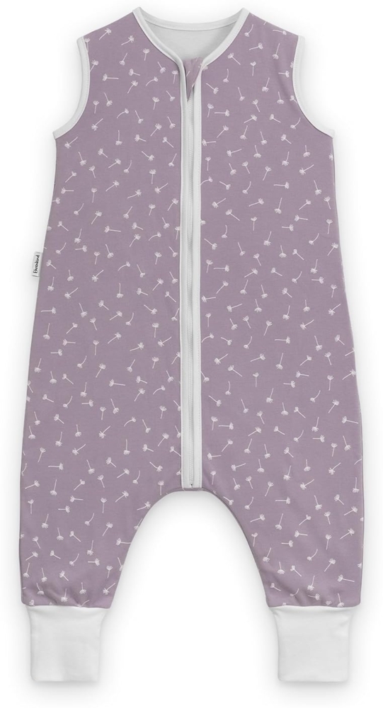 Ehrenkind® Baby Sommerschlafsack mit Füßen 1.0 TOG aus weicher OEKO-TEX zertifizierter Bio-Baumwolle | Sommer Schlafsack | Baby Schlafsack Gr. 80 Flieder Pusteblume | 1 Tog Bild 1