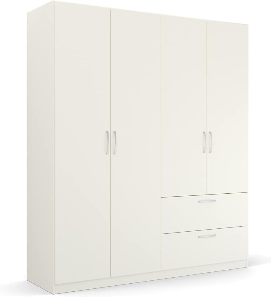 Rauch Möbel Pure by Quadra Spin Schrank Drehtürenschrank, Weiß, 4-trg, inkl. 2 Kleiderstangen, 2 Einlegeböden, 2 Schubkästen, BxHxT 181x210x54 cm Bild 1