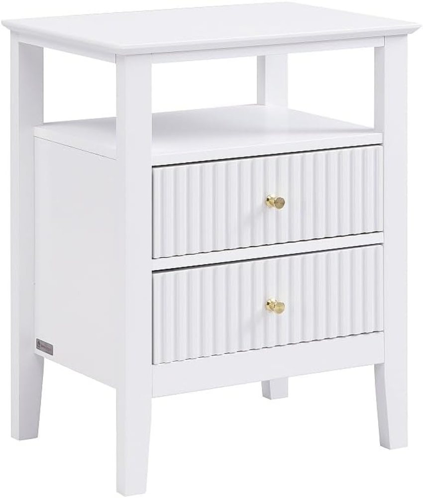 Vente-unique - Nachttisch 2 Schubladen & 1 Ablage – MDF – Weiß – NIRIVA Bild 1