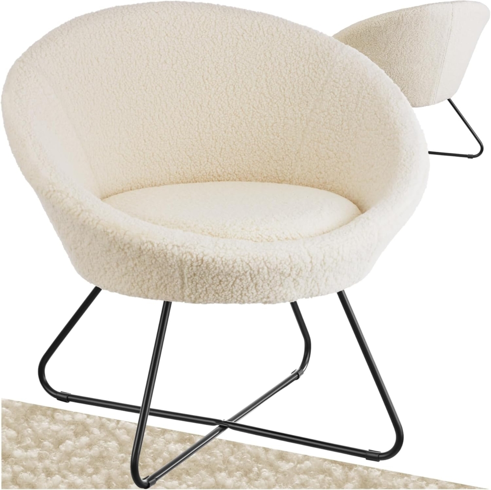 tectake Relaxsessel Cocktailsessel, gepolstert, mit Bouclé- oder Samtbezug Bild 1