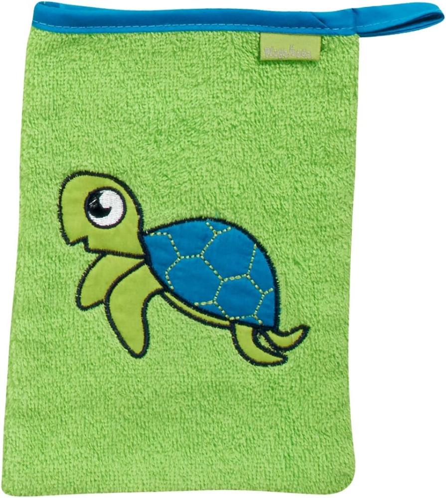 Playshoes Kinder Waschhandschuh Schildkröte grün|15x20 cm Bild 1