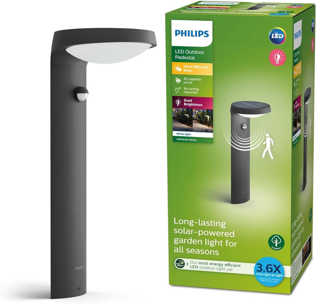 Philips Tyla ultraeffiziente Sockelleuchte, solar, 1x1,2W, warmweiß, anthrazit Bild 1