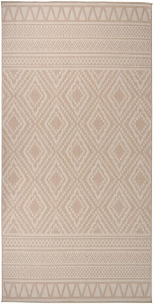 vidaXL Outdoor-Teppich Flachgewebe 100x200 cm Braun Gestreift 340864 Bild 1
