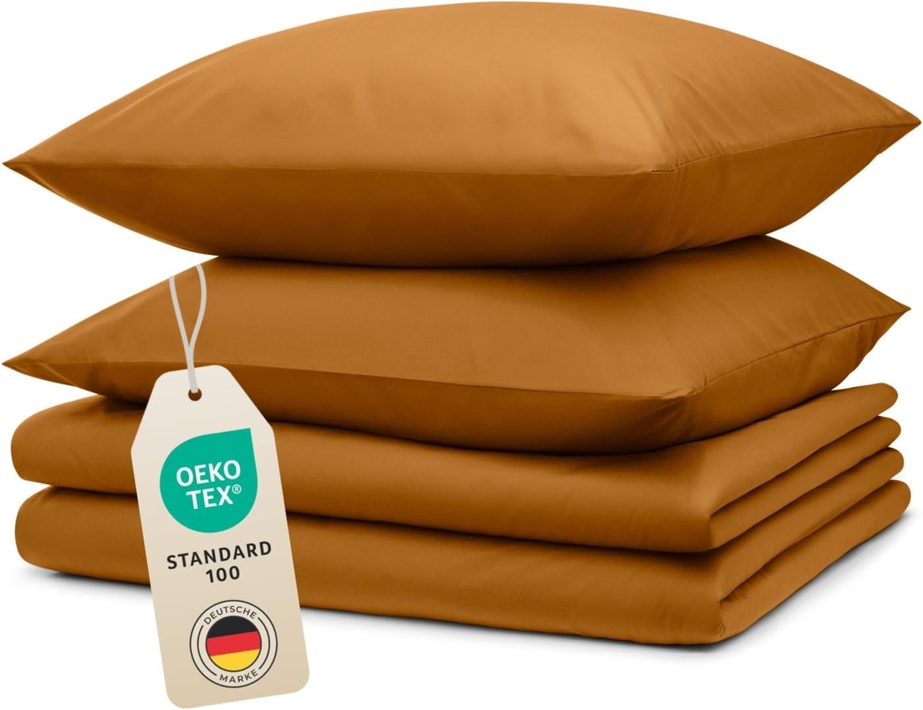 Blumtal Bettwäsche 135x200 4teilig - aus Atmungsaktivem Mikrofaser - 2X Bettbezug 135x200 cm + 2X Kissenbezüge 40x80 cm - Superweiches Bettwäsche-Set, Oeko-Tex Zertifiziert - Braun Bild 1