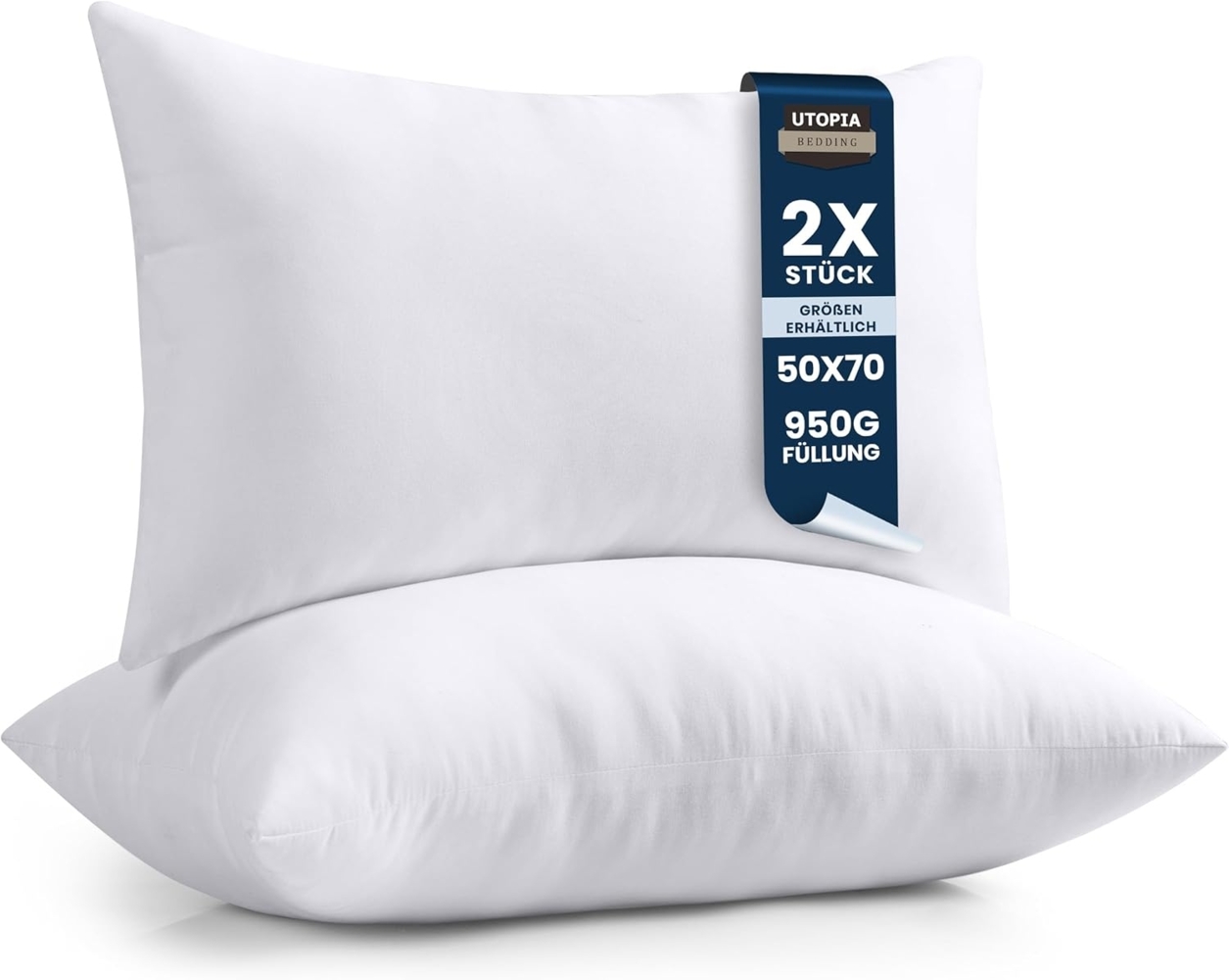 Utopia Bedding 2er Set Kissenfüllung 50x70 cm, Innenkissen Füllkissen Kopfkissen Sofakissen (Weiß) Bild 1