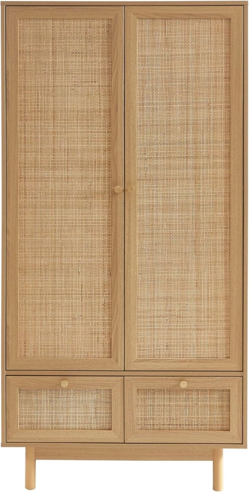 BAÏTA Schrank Helena Eiche, Rattan, 90 cm Bild 1