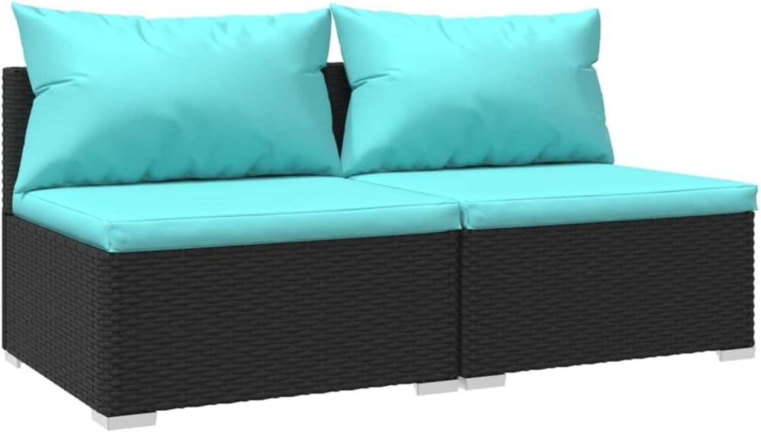 vidaXL 2-tlg. Garten-Lounge-Set mit Kissen Poly Rattan Schwarz 3101393 Bild 1