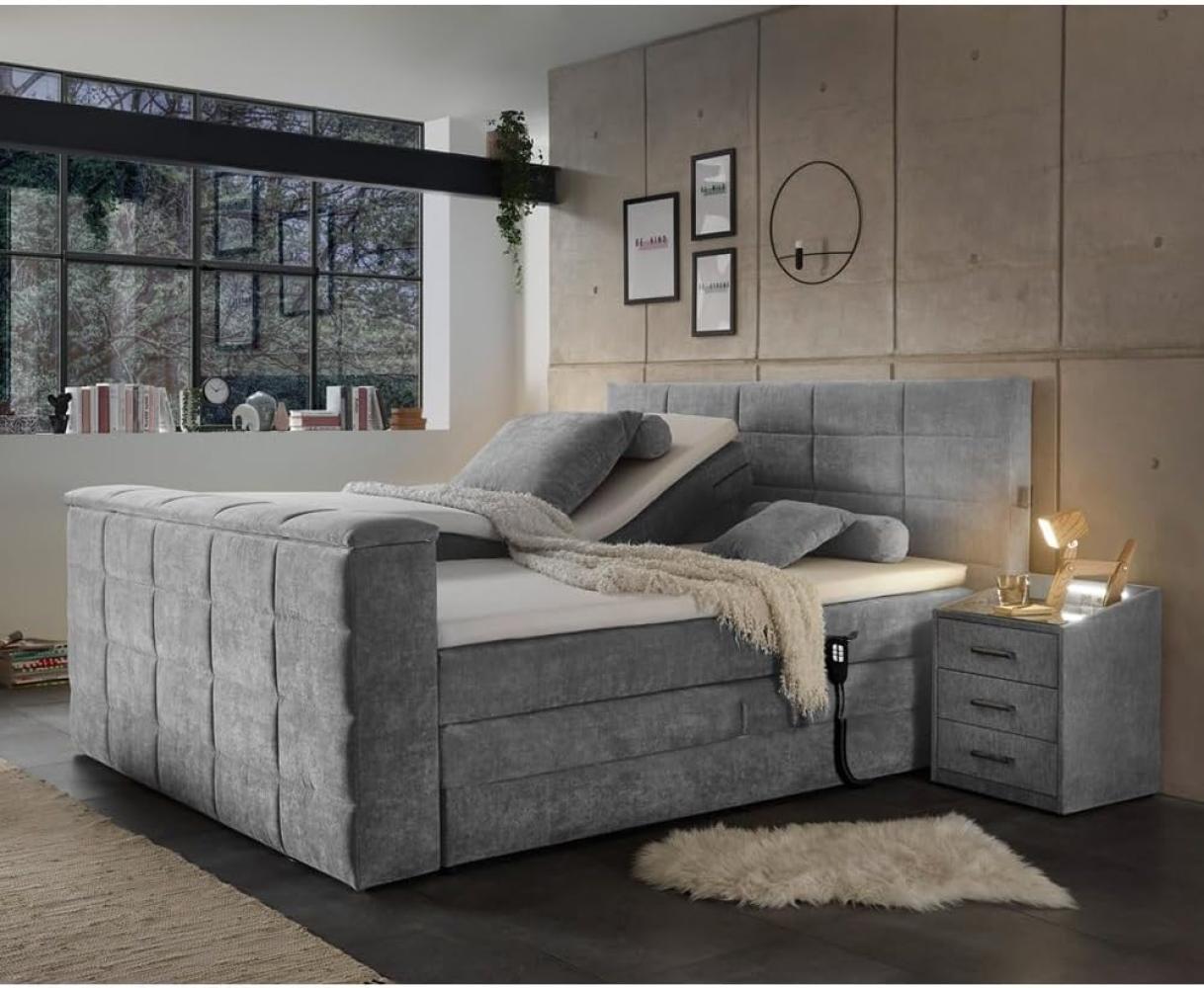 'DENVER 6' Boxspringbett, dark grey mit TV-Halterung, 180 x 200 cm Bild 1