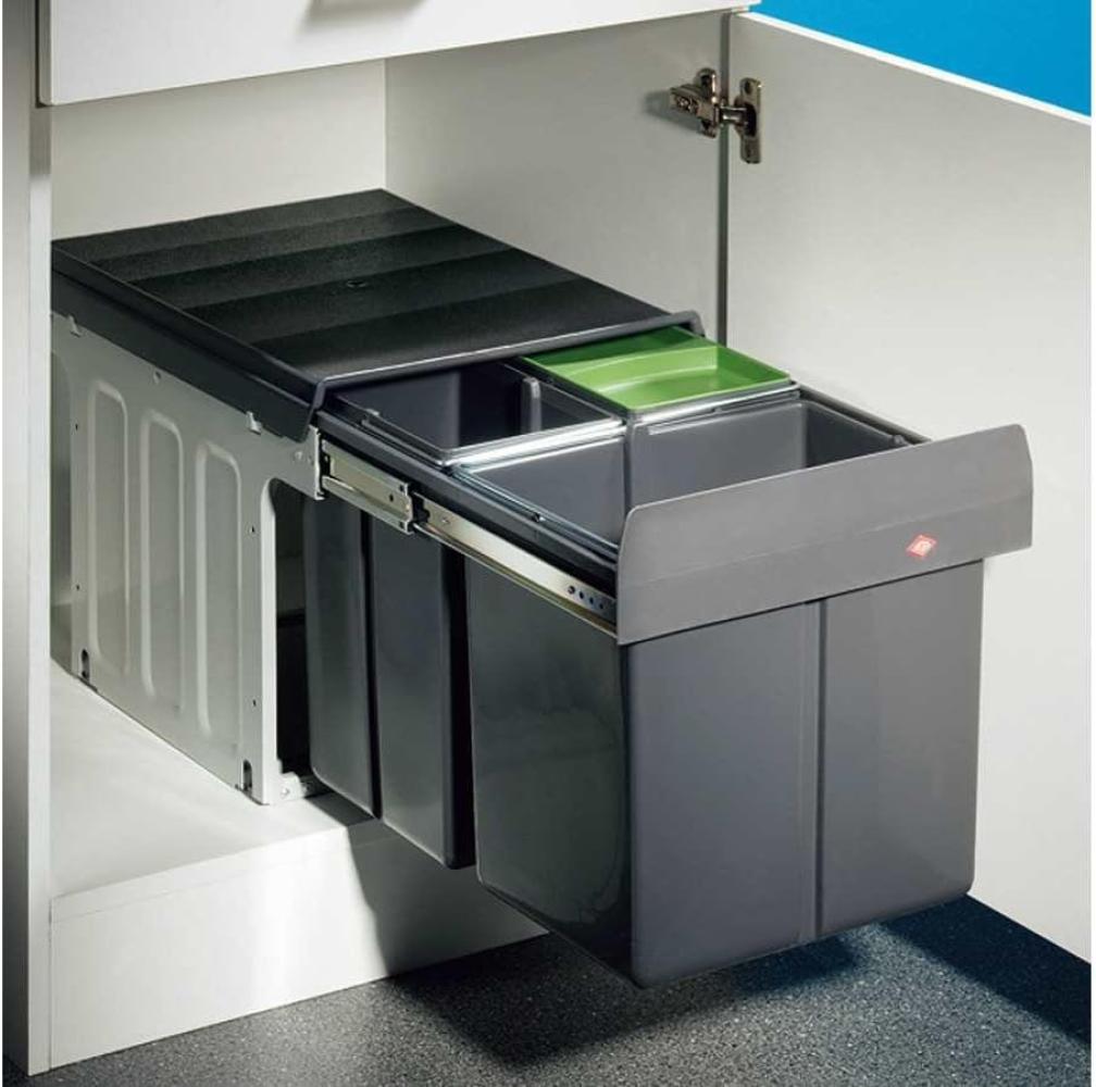 WESCO Abfallsorter 32 (16 + 2x8) Liter TRIO MASTER 3 DS inkl. Biodeckel und Rollwagen DS, ab Schrankbreite 40 cm Bild 1