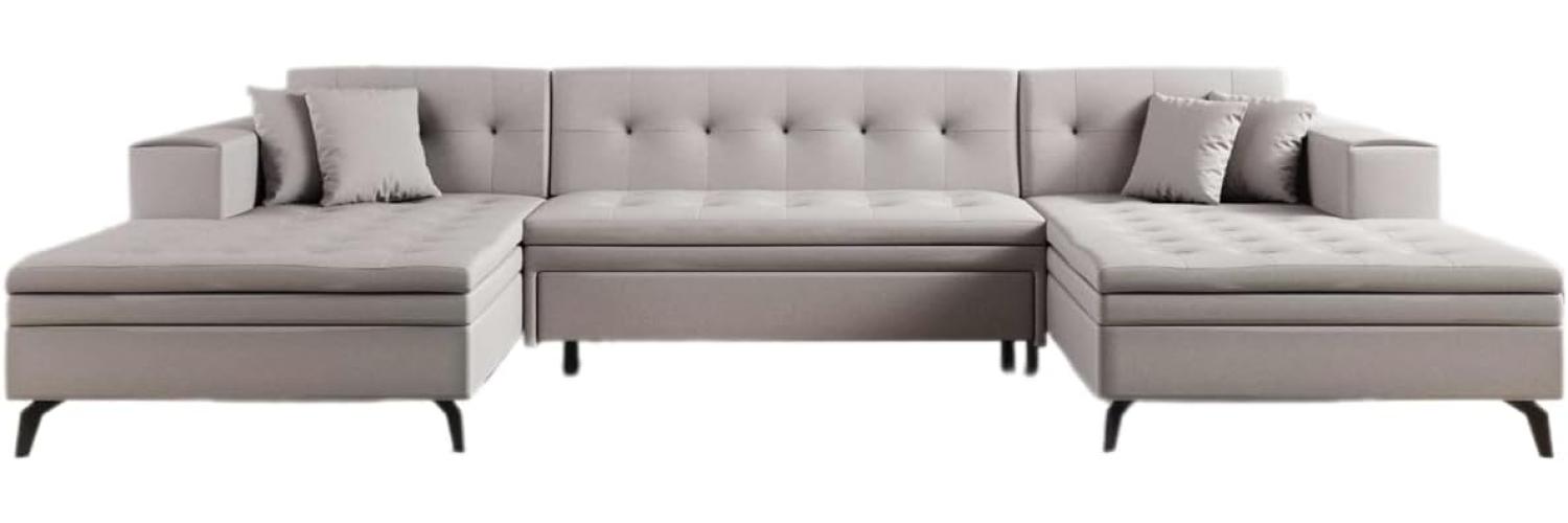 Designer Sofa Vivana mit Schlaffunktion Stoff Beige Bild 1