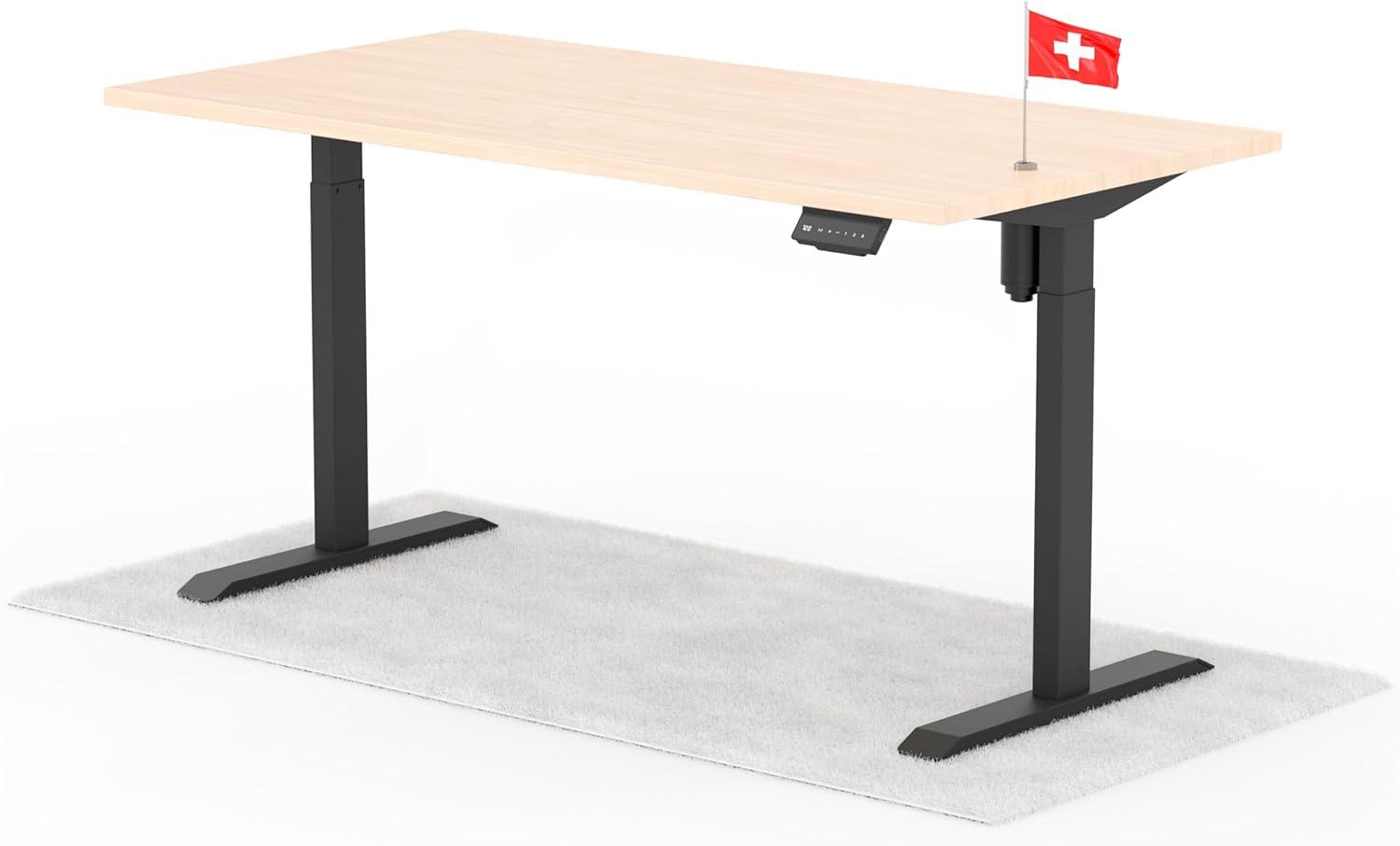 elektrisch höhenverstellbarer Schreibtisch ECO 160 x 80 cm - Gestell Schwarz, Platte Eiche Bild 1