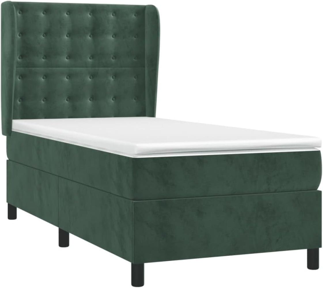 Boxspringbett mit Matratze Dunkelgrün 90x190 cm Samt (Farbe: Grün) Bild 1