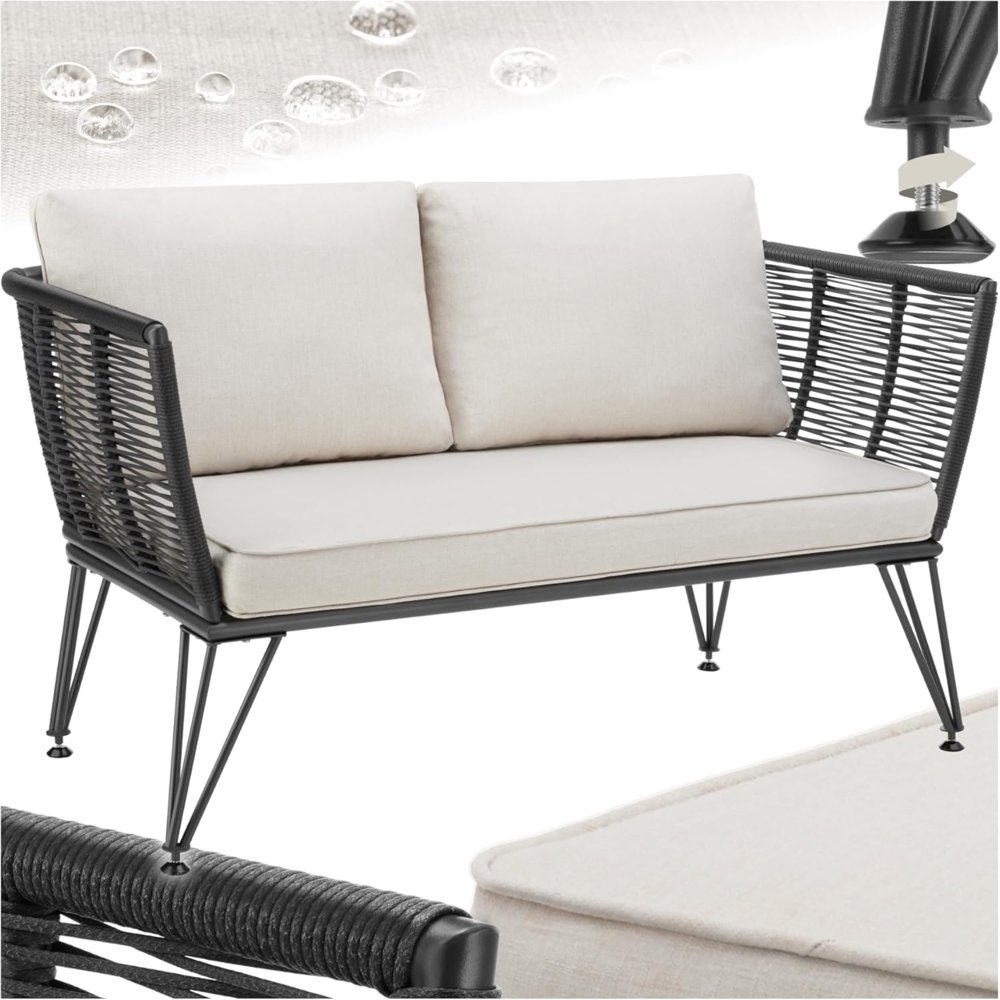 tectake Essgruppe Garten-Loungesofa, (Set, 1-tlg), Solides Gestell aus pulverbeschichtetem Stahl Bild 1