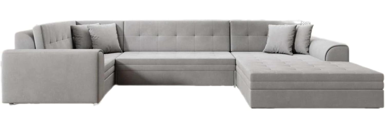 Designer Sofa Velio mit Schlaffunktion Samt Hellgrau Rechts Bild 1