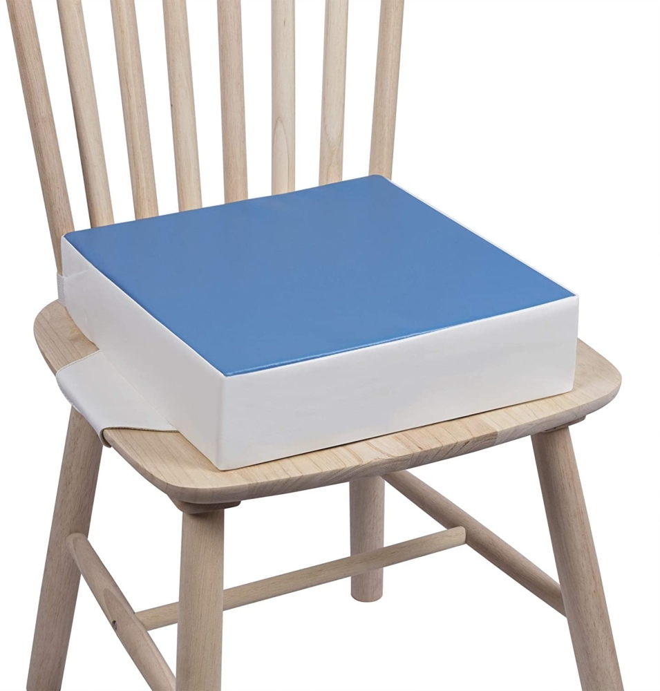 Sitzerhöhung Stuhl Kind Kalawen 32 x 32 x 8 cm Sitzkissen Kinder für Baby PU Waschbar Tragbare Sitzerhöhung mit 2 Sicherheitsschnalle Gurte Kindersitzkissen Blau Bild 1
