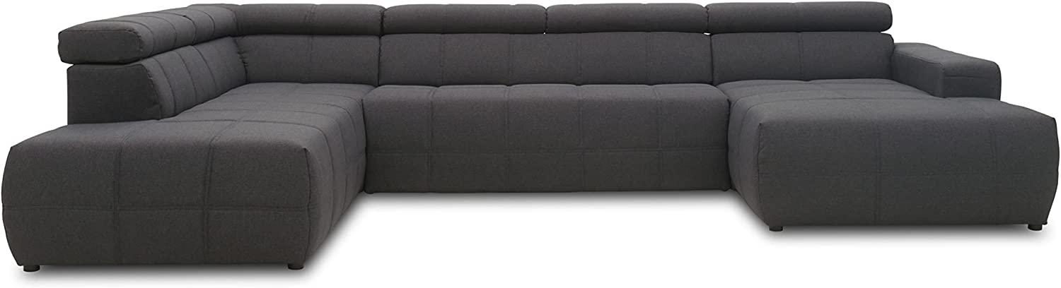 DOMO. collection Brandon Sofa, Wohnlandschaft mit Rückenfunktion in U-Form, Polsterecke Eckgarnitur Polstergarnitur, dunkelgrau, 228 x 359 x 175 cm Bild 1