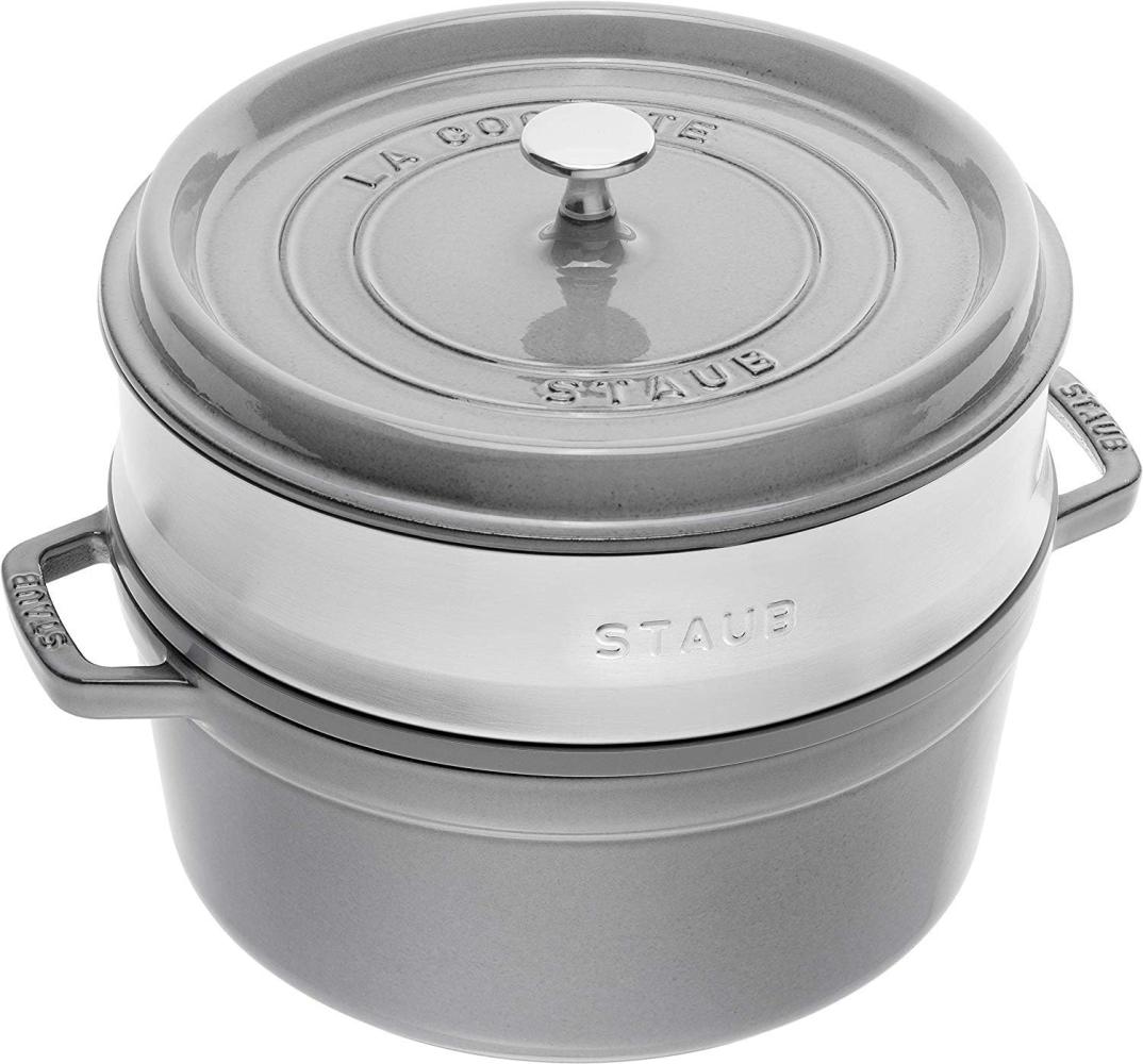 Staub La Cocotte Cocotte mit Dämpfeinsatz 26 cm, rund, Graphit-Grau, Gusseisen Bild 1