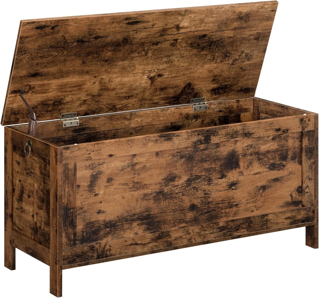HOOBRO Truhen, Sitzbank mit Stauraum, Spielzeugtruhe mit Deckel, Schuhbank, Sitztruhe, Aufbewahrungstruhe, Robust, Sicherheitsscharniere, Schlafzimmer, Wohnzimmer, 100 cm, Dunkelbraun EBF100CW01 Bild 1