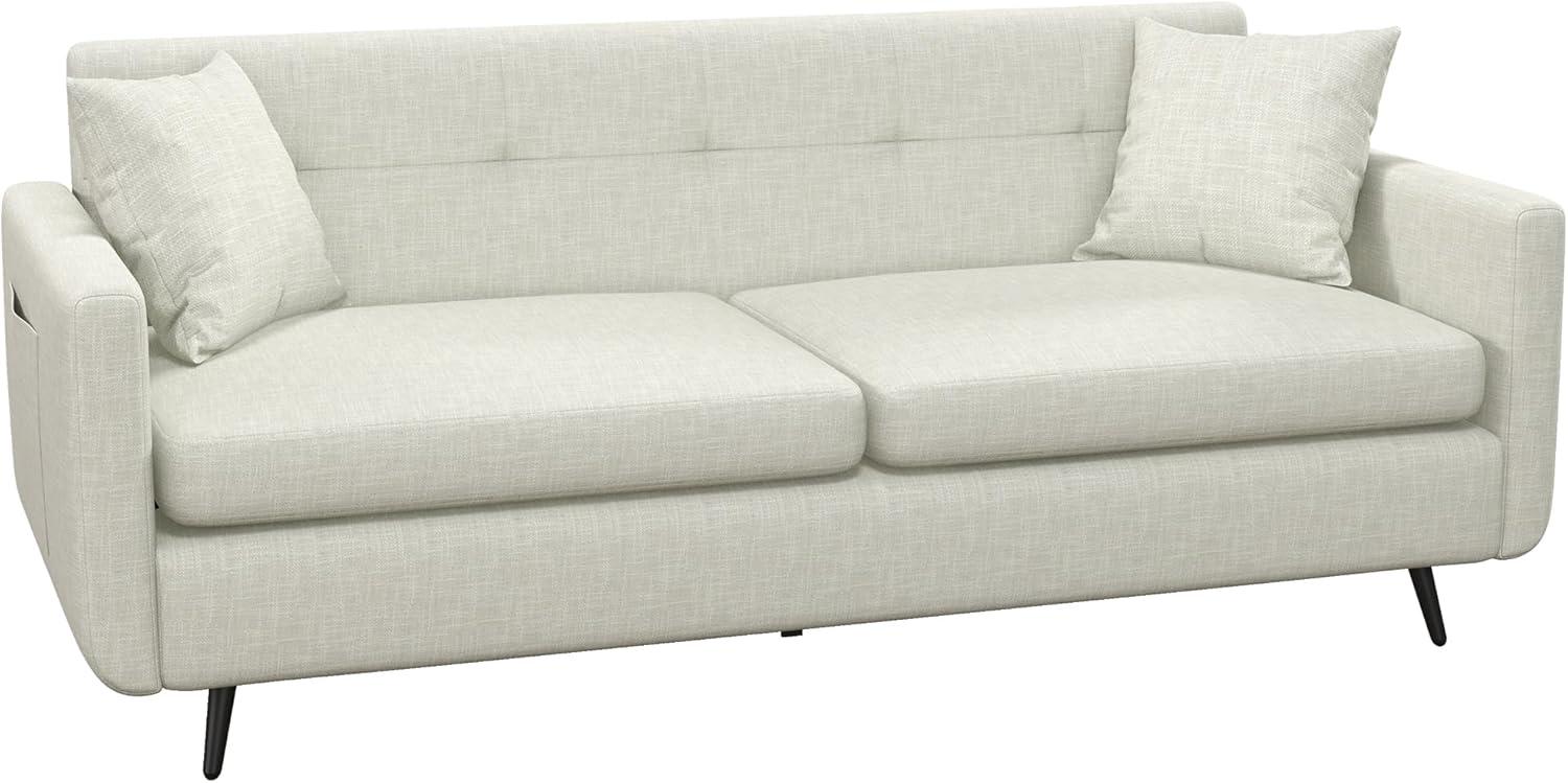 HOMCOM 2-Sitzer getuftetes Loveseat-Sofa mit Stahlbeinen und 2 Ablagefächern, Stoffsofa 1 Teile, für Wohnzimmer, Beige Bild 1