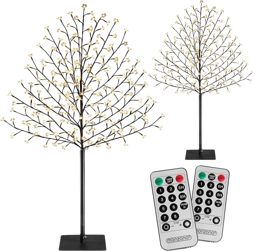 Monzana® Kirschblütenbaum 2er Set 220 cm 220 LED Warmweiß Außen Innen Künstlich Groß Deko Weihnachten Weihnachtsdeko Kirschbaum Leuchtbaum Lichterbaum Bild 1