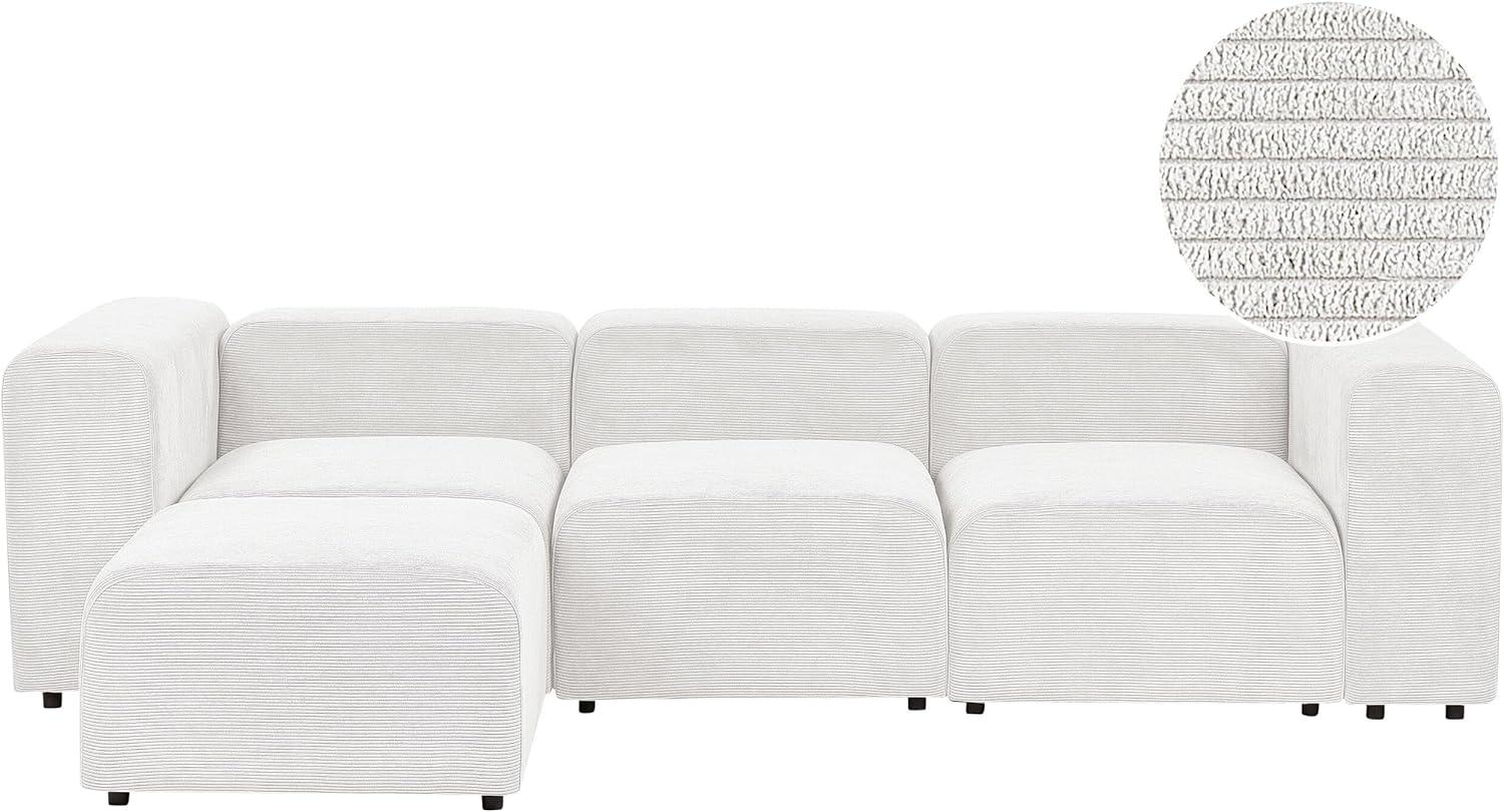 3-Sitzer Sofa Cord cremeweiß mit Ottomane FALSTERBO Bild 1