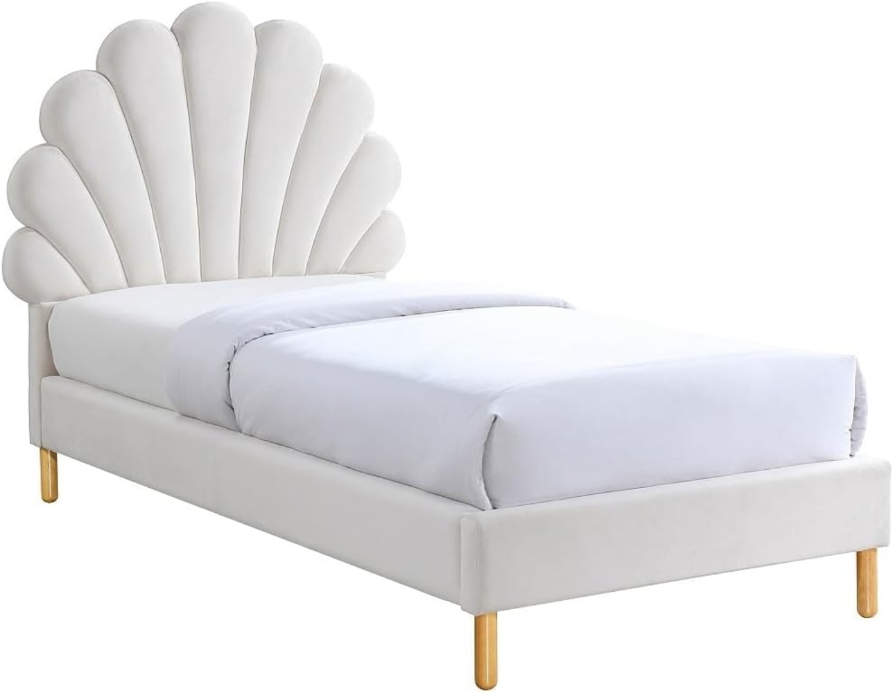 Vente-unique - Bett Muschelbett - 90 x 190 cm - Samt - Beige - MOANA Bild 1