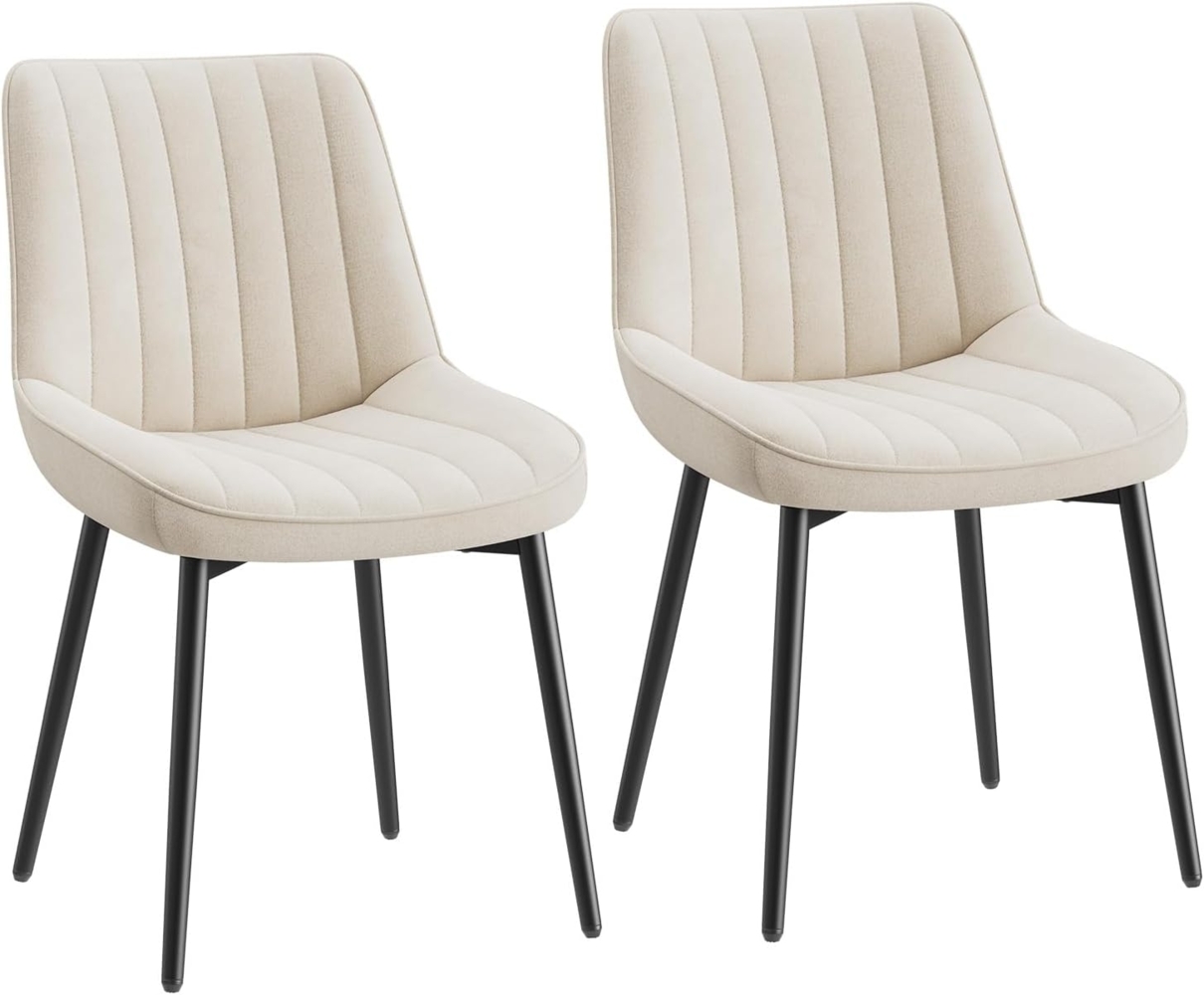 COLAMY Samt Esszimmerstühle 2er Set – Gepolsterte Stühle für Esszimmer & Küche mit Metallbeinen, Dickem Sitzpolster & Rutschfesten Füßen, Beige Bild 1