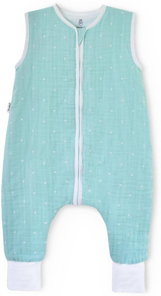 Ehrenkind® Baby Sommerschlafsack mit Füßen | Musselin | Sommer Schlafsack Gr. 70 Farbe Mint mit weißen Sternen | Schlafsack Baby Schlafsack Kinder Bild 1