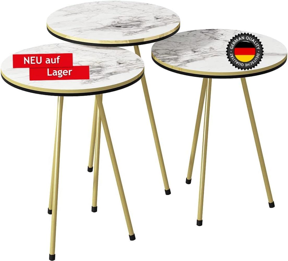 Beistelltisch 3er Set Marmoroptik Weiß 21706221 Bild 1