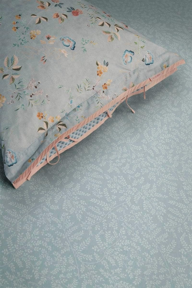 Pip Studio 96% cotton, 4% lycra, Jersey Lycra, 180 GSM Spannbettlaken Pip Leafy Blue Grey 100X200/220 100x200/210/220 cm Pocket depth: 30 cm 1 Spannbettlaken Blau Grau Bild 1