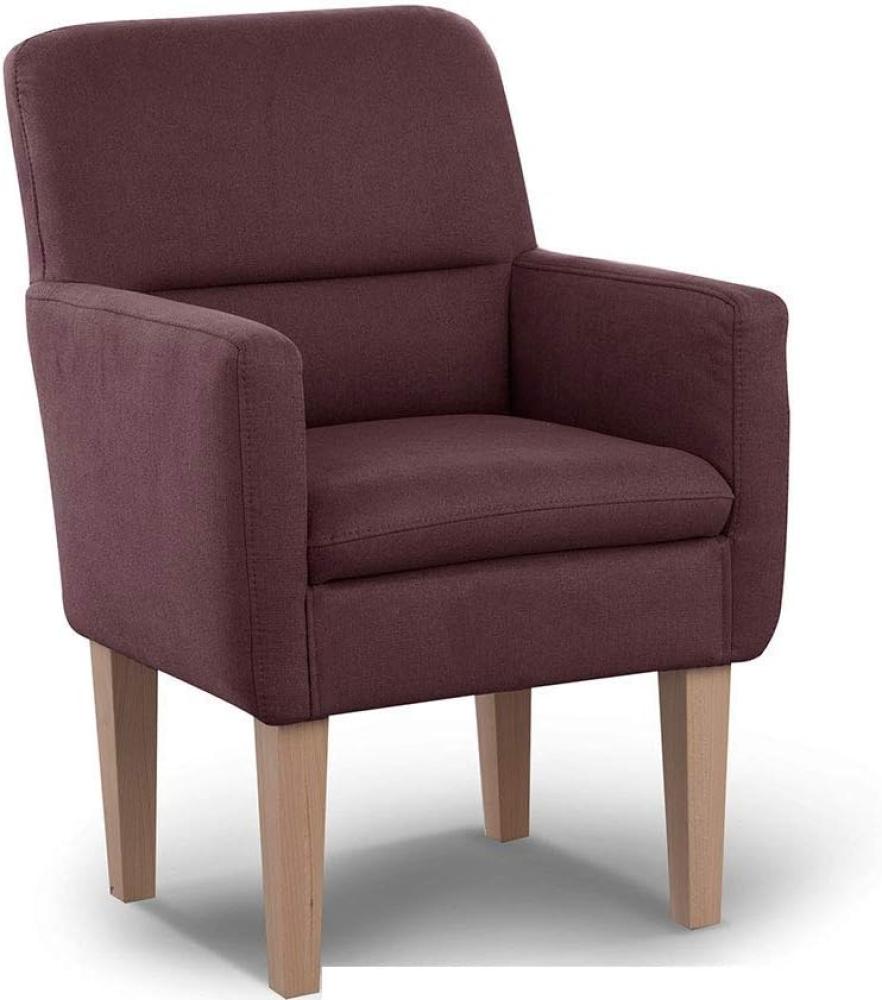 CAVADORE Diningsessel Kira / Polstersessel für Küche, Esszimmer oder Wohnküche / Passend zur Küchengarnitur Kira / Leichte Fleckenentfernung dank Soft Clean / 66 x 96 x 71 / Flachgewebe: Weinrot Bild 1