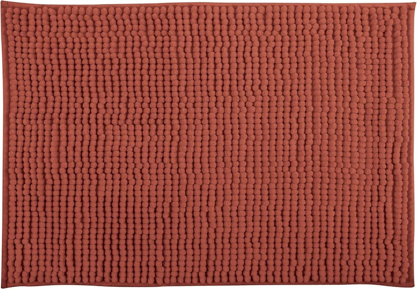 MSV Badteppich Badvorleger Duschvorleger Chenille Hochflor Badematte 40x60 cm – Terracotta Bild 1