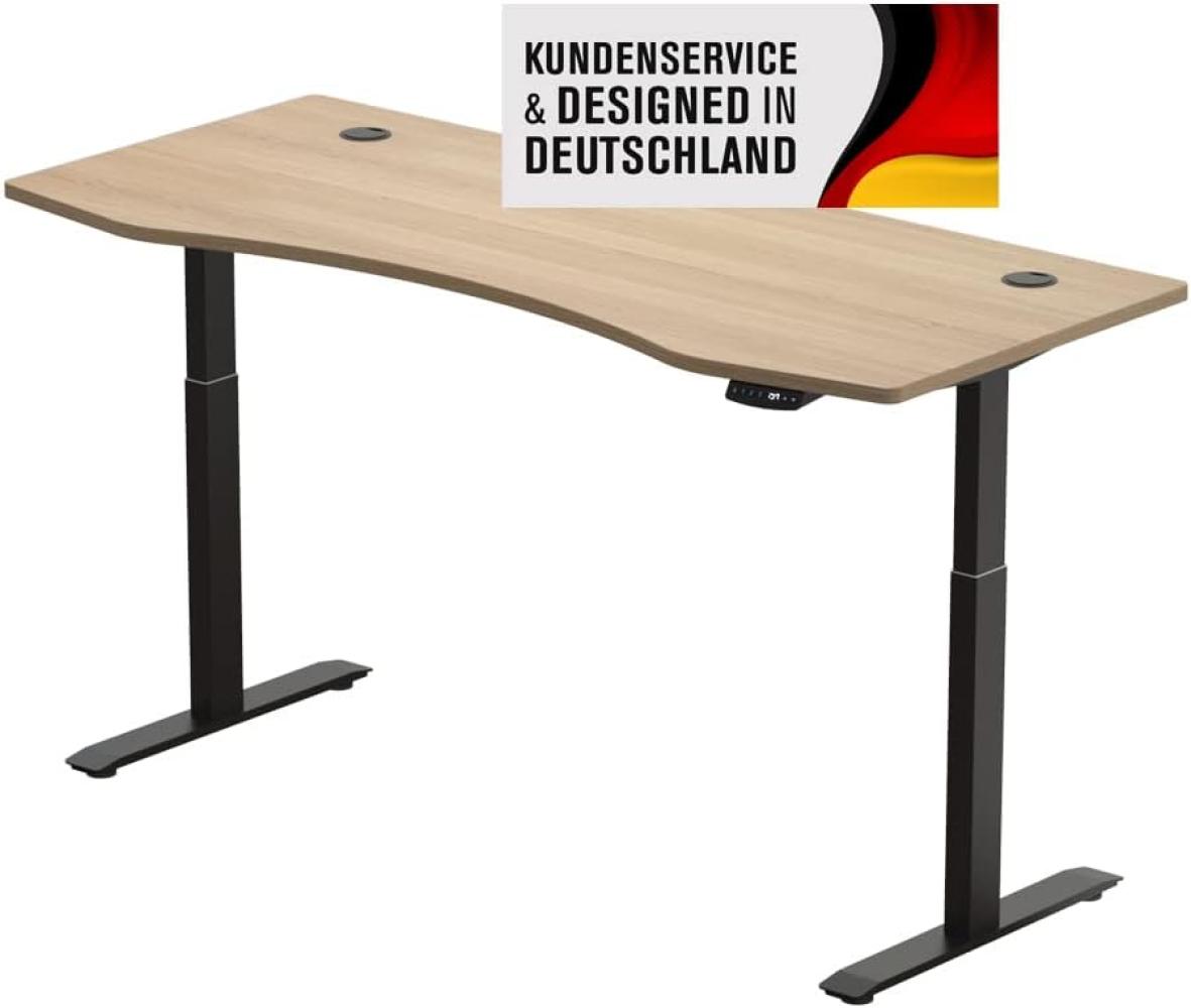 Schreibtisch Höhenverstellbar Elektrisch Mit Memory Funktion Ergonomischer Stehtisch Mit Teleskop Tischgestell 180 x 80 cm Oder 150 x 78 cm (Schwarz-Natur, 180 x 80 cm) Bild 1