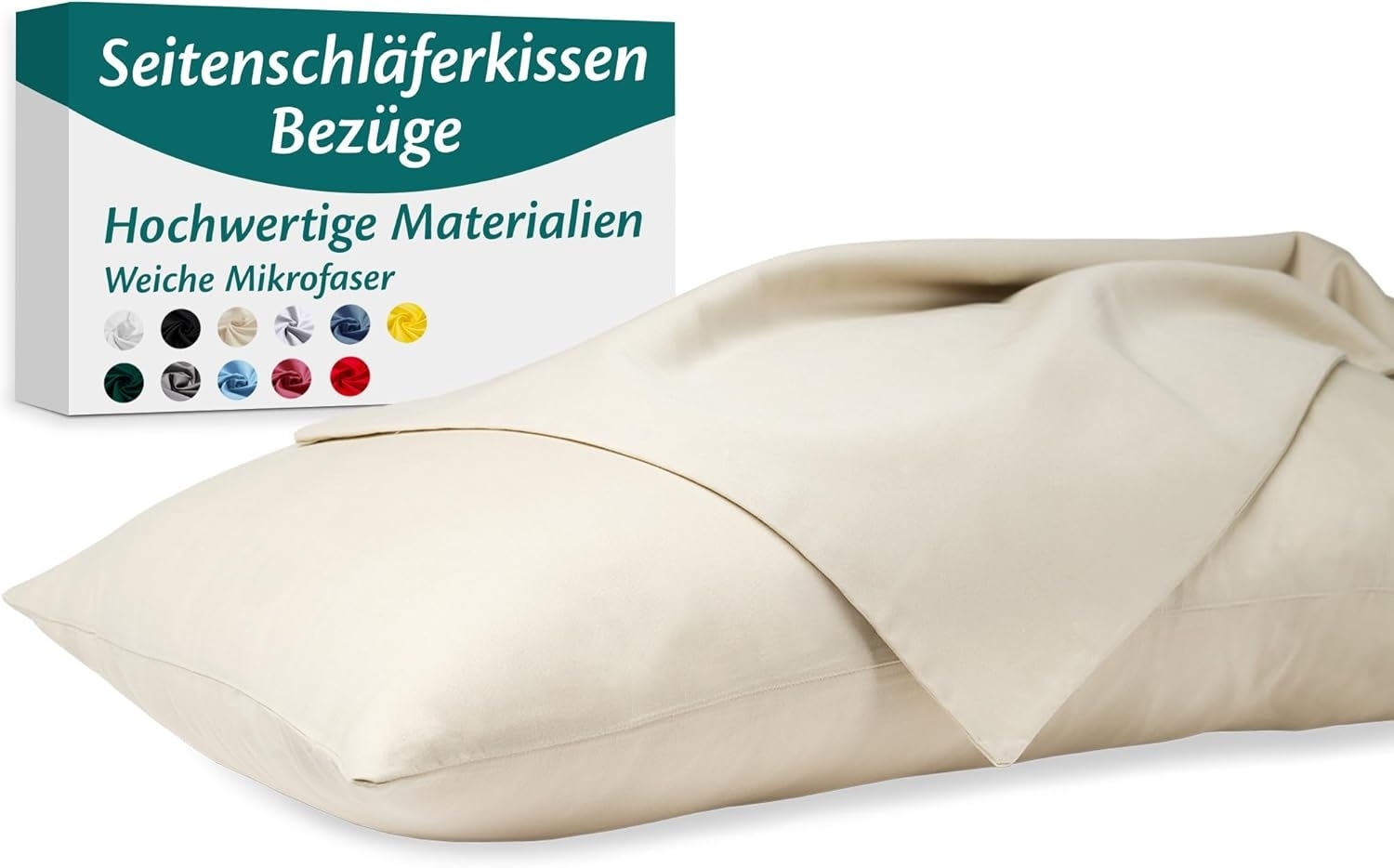 Seitenschläferkissen Bezug 40x145 Mikrofaser Premium 2er Set Kissenbezug Deko für Kissen Bett/Sofa Stoff Weicher Resistent Hypoallergen Anti-Milben Kopfkissenbezug Verdecktem Zip Voll Waschbar Bild 1