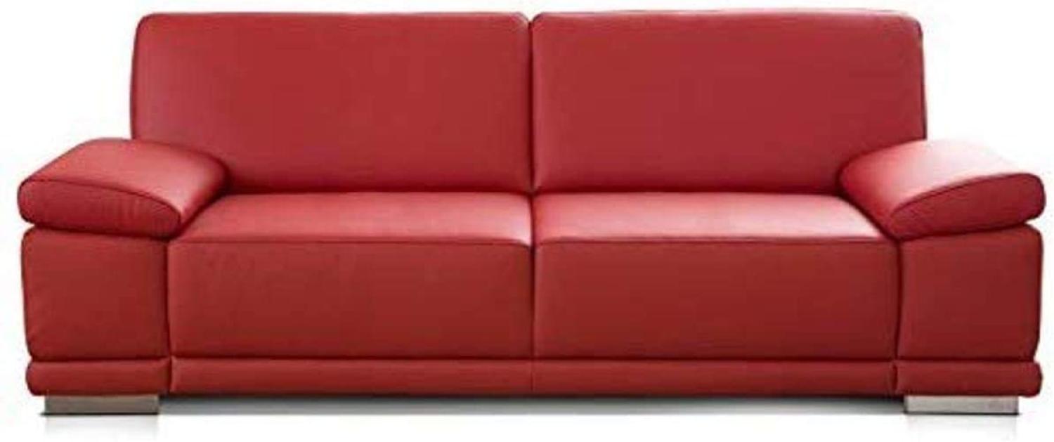 CAVADORE 3,5-Sitzer Sofa Corianne in Kunstleder / Große Couch Lederoptik in hochwertigem Kunstleder und modernem Design / Mit verstellbaren Armlehnen / 248 x 80 x 99 / Kunstleder rot Bild 1