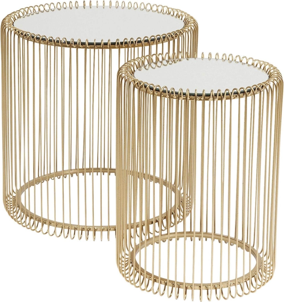 Beistelltisch 2er-Set Wire, Verspiegelt, Gold, 45 x 46 x 45 cm Bild 1
